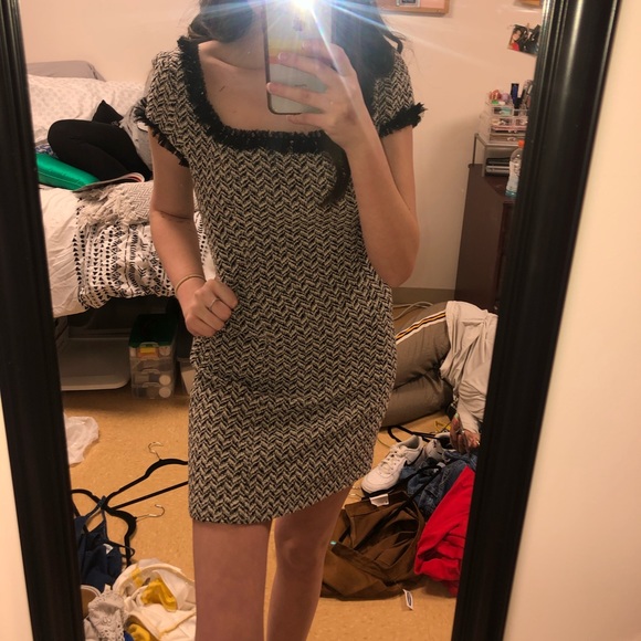 Black and white shirt patterned dress - Picture 3 of 4